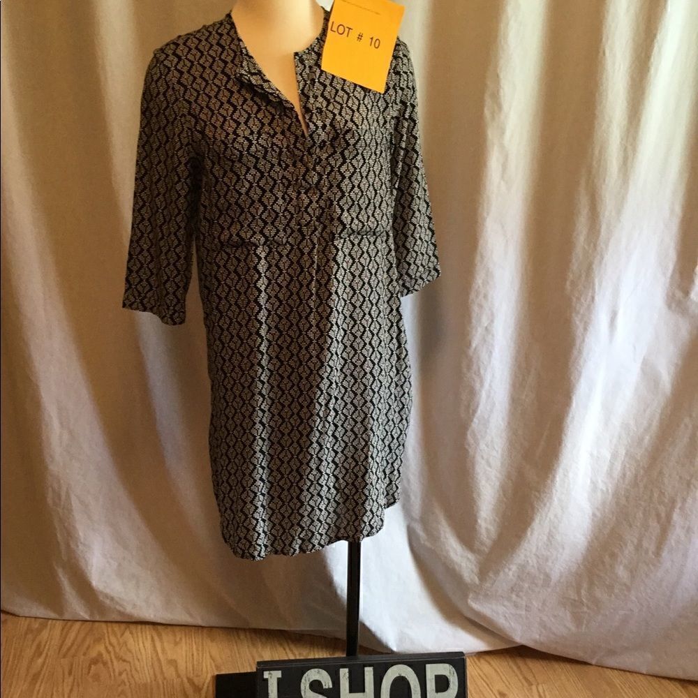 Shirt dress in size 6 by H & M black, white, pink